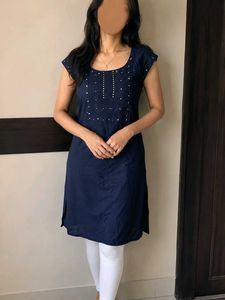 Elegant Navy Blue Kurta with Embellishments