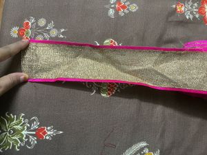 Vibrant Pink &amp; Gold Border lace