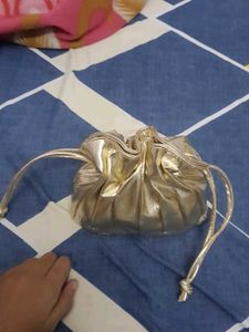 Shiny Gold Drawstring Diwali Potli Bag