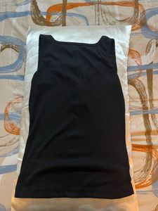 Black Ribbed Button-Front Tank Top