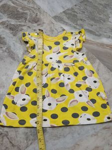 Cute Bunny Print Yellow Dress