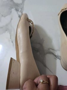 Elegant Beige Ballet Flats with Gold Accent