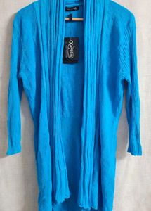 Stylish Blue Knit Cardigan