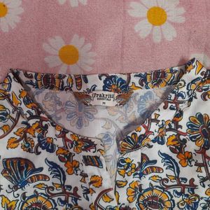 Traditional Boho-floral print long-sleeved sh