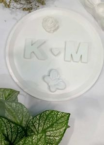 White Decorative Plate Initials K &amp; M
