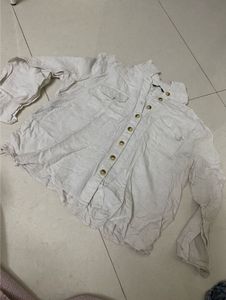 Cream Textured Long Sleeve Shirt