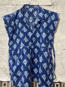 Blue Floral Print Kurta Set