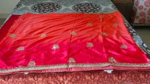 Stunning pink Embroidered Silk Saree