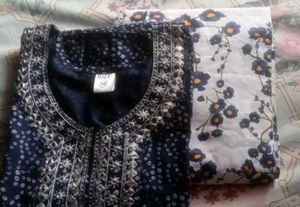 Embroidered Navy Blue Kurta Set