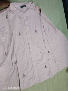 Cute Pink Embroidered Button-Up Shirt