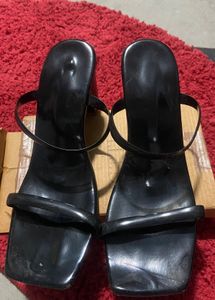 Sleek Black Heeled Sandals