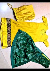 Yellow &amp; Green Salwar Kameez Suit