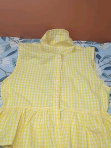 Cute Yellow Gingham Peplum Top