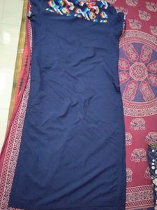 Stylish Blue Kurti with Geometric Detail