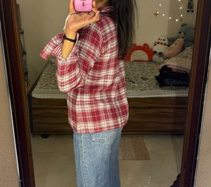 Red &amp; White Plaid Button-Up Shirt