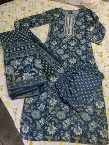 Blue Cotton Kurta Set