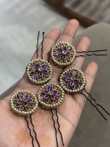 Embellished Floral Hair Pins (5pcs)