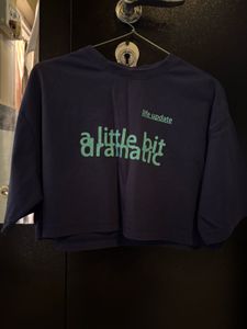Dark Blue "A Little Bit Dramatic" Cropped T-Shirt
