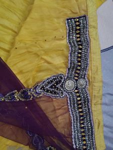 yellow and purple beautiful lehnga