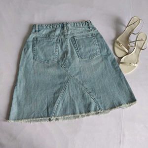 Light Wash Denim A-Line Skirt