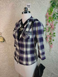 Purple Plaid Button-Up Shirt