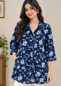 Blue Floral Print Kurta