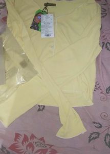 Cute Yellow Ribbed summer cro top Cardigan