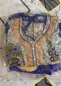 🔥SALE 🔥Blue And Cream Stiched Suit