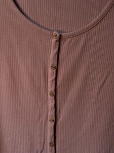 Ribbed Button-Front Tee