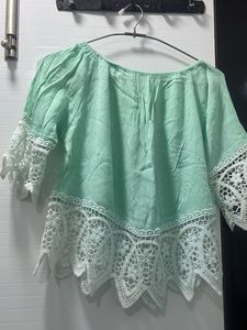 Boho Crochet Lace Trim Blouse