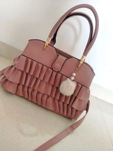 Fancy Hand /Shoulder Bag/Purse With Poppom &amp; Strap