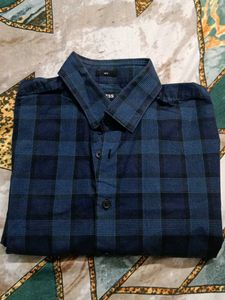 Men's Blue Plaid Casual Shirt