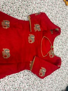Red Elephant Print Kurta