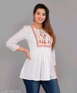 Embroidered White Kurta Tunic_XXL