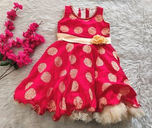 Red Girls Fancy Frock | Bust 22| Waist 20