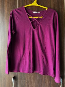 V-Neck  Long Sleeve Top