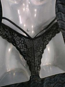 Elegant Black🤎 Lace Trim Bikini Panty