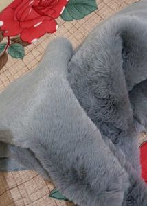 Soft Grey Faux Fur Scarf