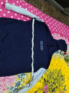 Navy Blue Hoodie In Coins Light Winter