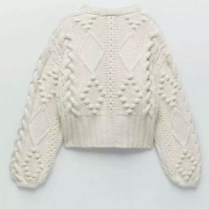 Zara Cream Cable Knit Cardigan
