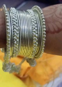Silver Oxidised Metal Bangles One Set
