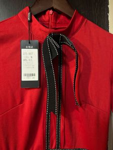 Red Fit &amp; Flare Dress with Black Accents
