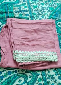 Pink Kurta set with Mirror Work