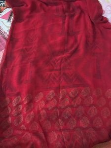Elegant Red Saree with Golden Border