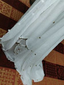 Elegant White Beaded  Dupatta