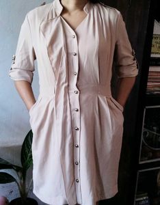 Knee Length Nude Classy Dress
