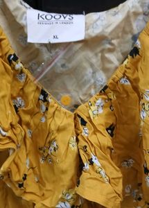 Yellow Floral Ruffle Top - NEW