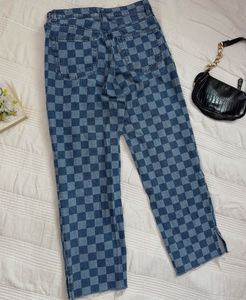H&amp;M Checkered Wide Leg Jeans