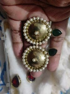 Elegant Pearl &amp; Emerald Earrings
