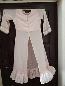 Elegant Peach Embroidered front slit Kurta set